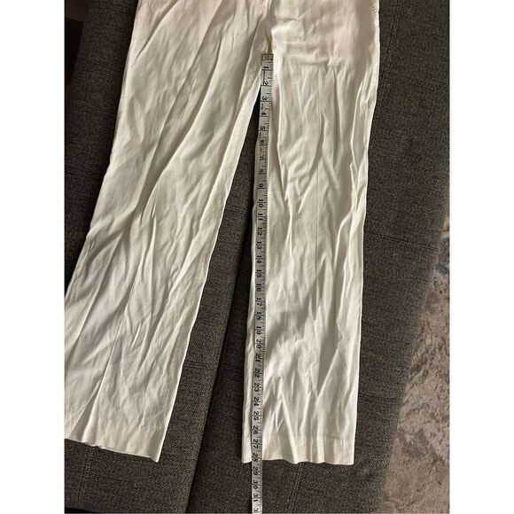 Theory White Linen Blend Straight Leg Pants Women's Size 2 Professional Timeless - Picture 10 of 11
